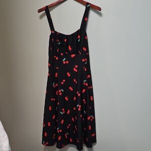 Belle Poque Cherry Print Black Dress